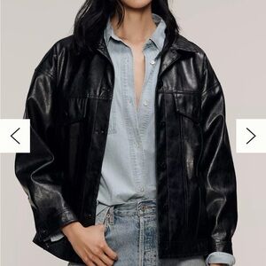 The Weston Faux Leather Boyfriend Jacket by Pilcro size Medium